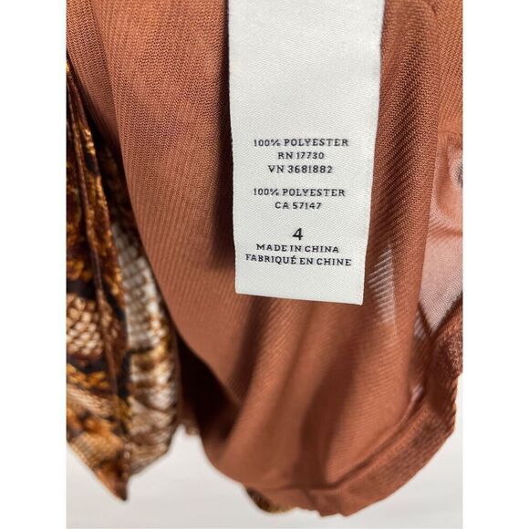 Altuzarra Brown Snake Print Python Long Sleeve Dress Sz 4 - Picture 6 of 8